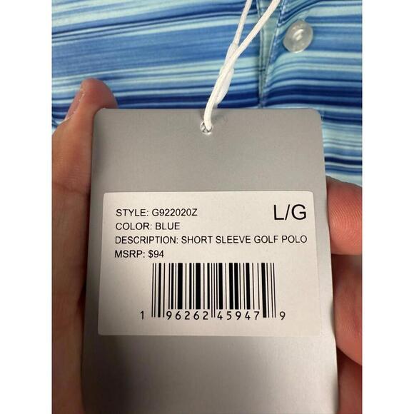 NWT* Hickey Freeman Men's Large GOLF Polo Shirt Stretch Stripes - Picture 3 of 6